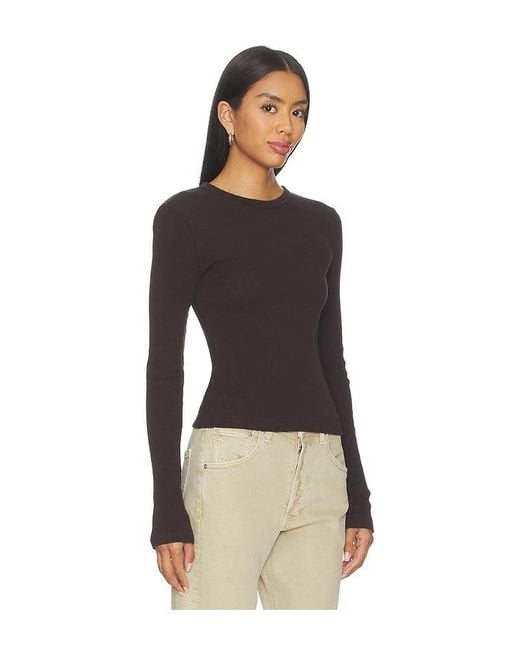 Citizens of Humanity Black Pilar Waffle Crewneck Top