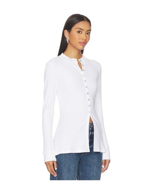 ALIGNE White Daphne Rib Placket Top