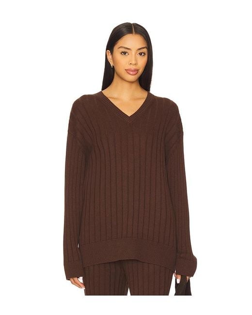 House of Harlow 1960 Brown X Revolve Irvina Ribbed V Neck