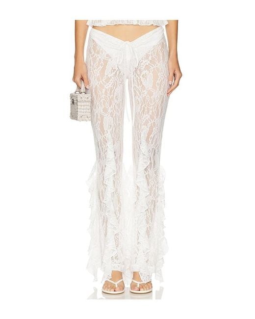 Leslie Amon White Ruffle Pants