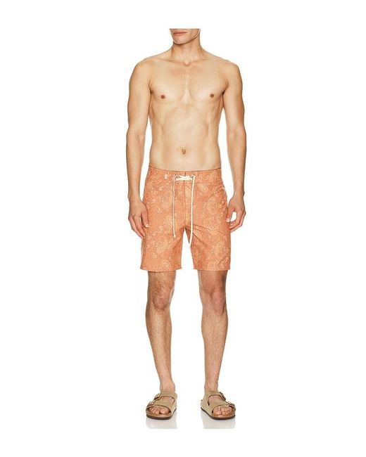 Rhythm Orange Tally Paisley Swim Trunk for men