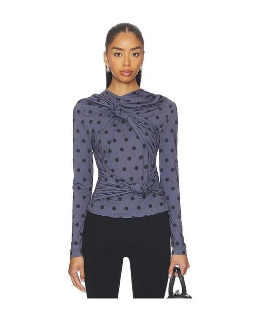 ROKH Blue Knotted Jersey Top