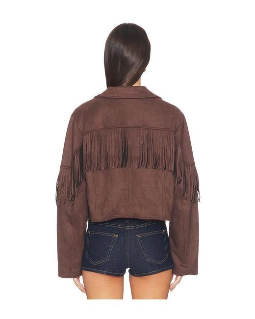 MORE TO COME Blue Baylor Fringe Faux Suede Jacket