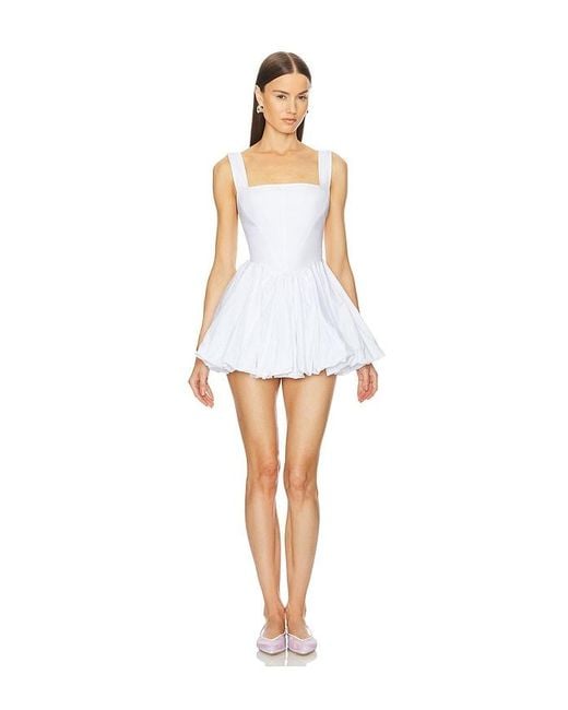 Helsa White Poplin Bubble Mini Dress