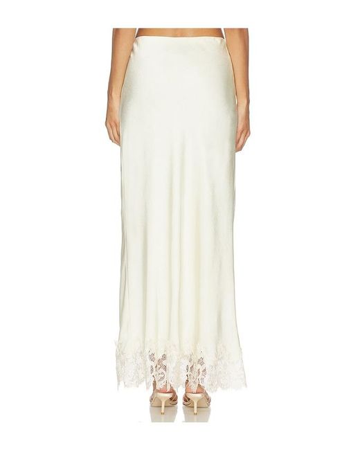 Bardot White Elisan Lace Satin Midi Skirt