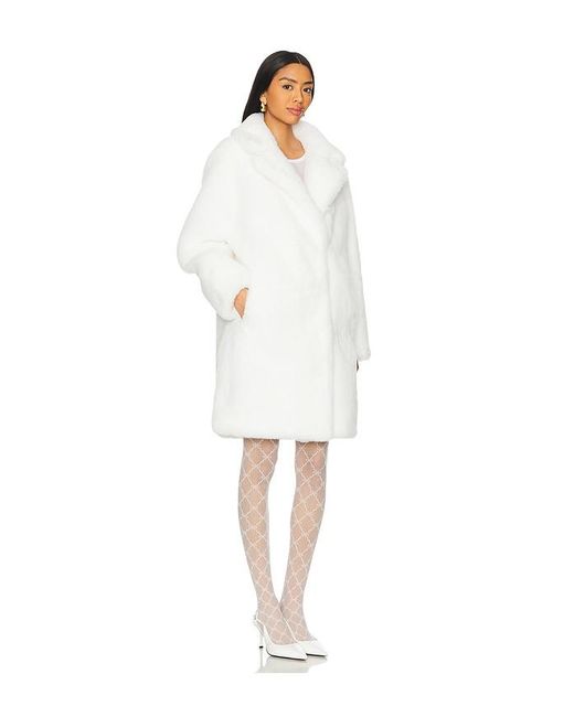 MORE TO COME White Elaine Faux Fur Coat