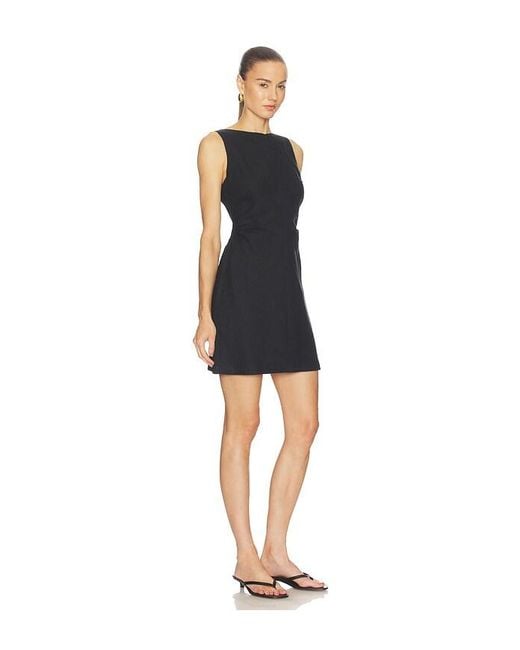Madewell Black Boat Neck Linen Mini Dress