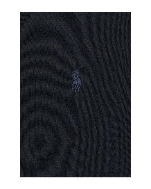 Polo Ralph Lauren Blue Long Sleeve Merino Wool Button Placket Polo Sweater for men