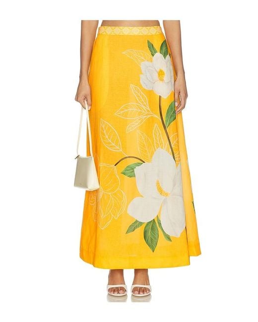 VERANDAH Yellow Magnolia Maxi Skirt
