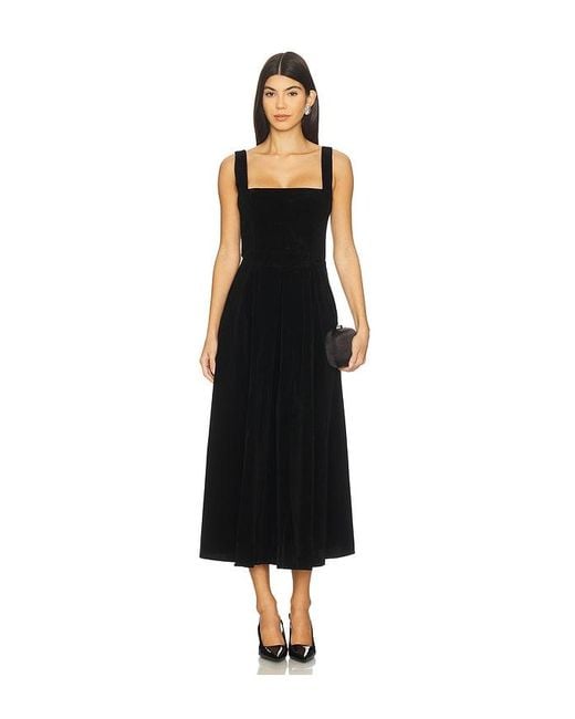 MORE TO COME Black Cinthia Velvet Midi Dress