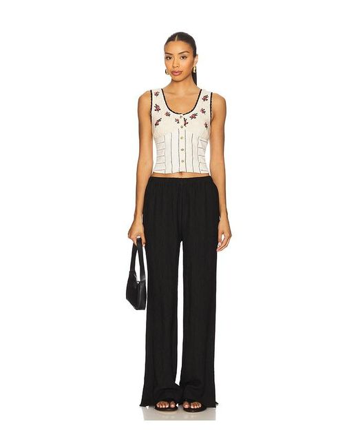 Free People Black Rose Bud Knit Top