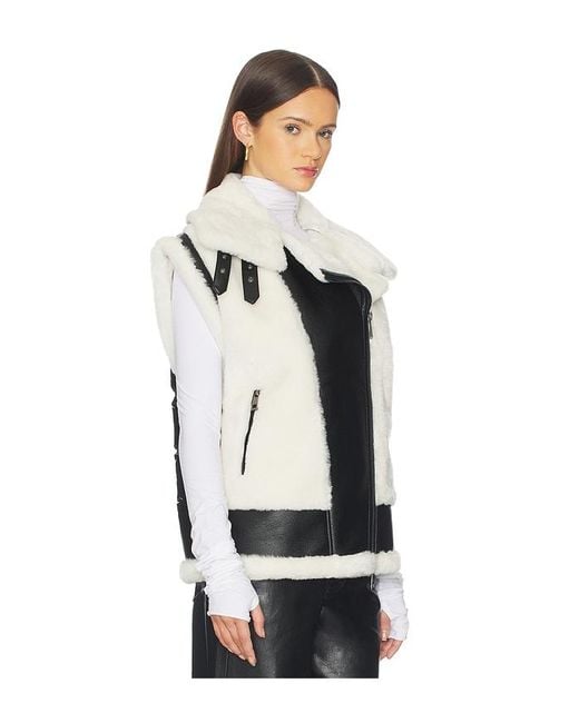 Jocelyn Black Faux Shearling & Leather Moto Vest