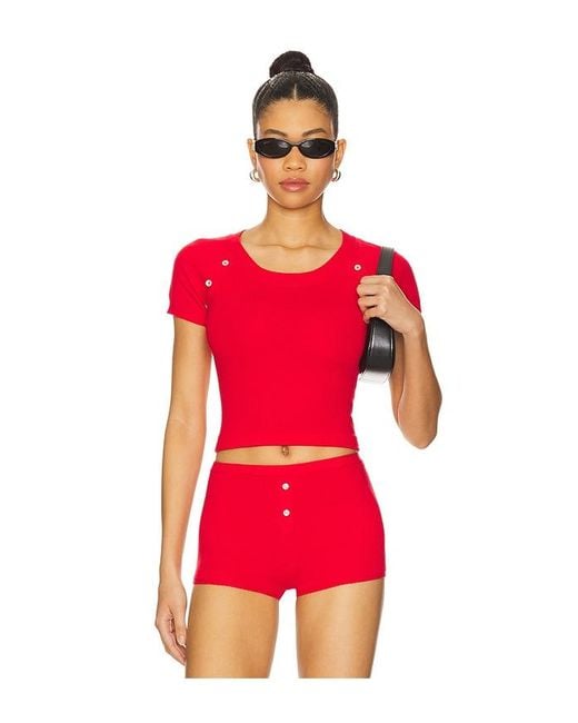 Frankie's Bikinis Red Callum Cloud Knit Shirt
