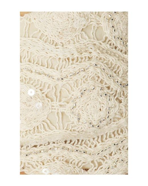 PATBO Natural Crochet Bloom Cut Out Mini Dress