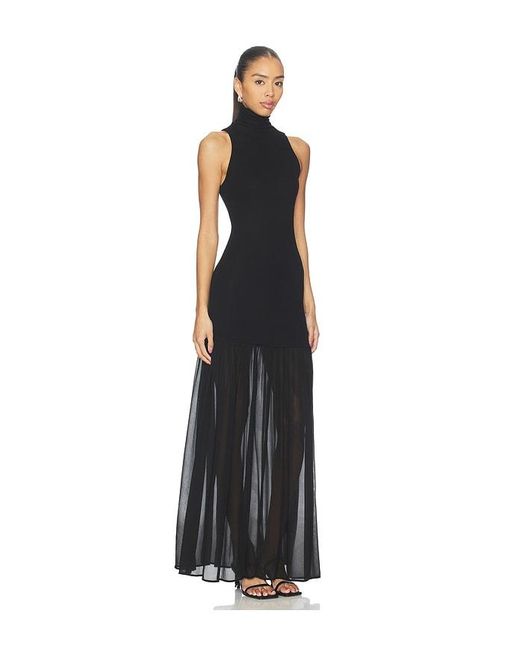 enza costa ribbed turtleneck dress Enza Costa Rib Sleeveless Turtleneck Sweater Dress in Black