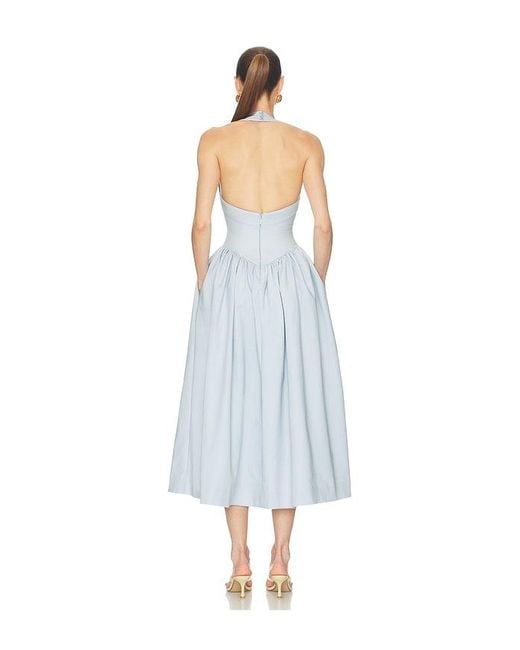 Helsa White Faille Halter Midi Dress