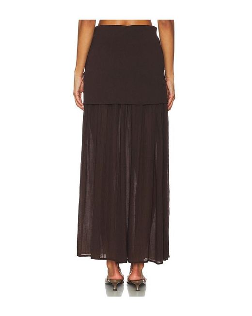 Line & Dot Brown Rhone Mix-Media Skirt