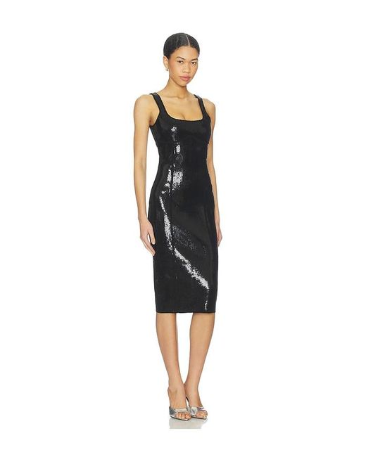Fleur du Mal Black Knit Bodycon Midi Corset Dress