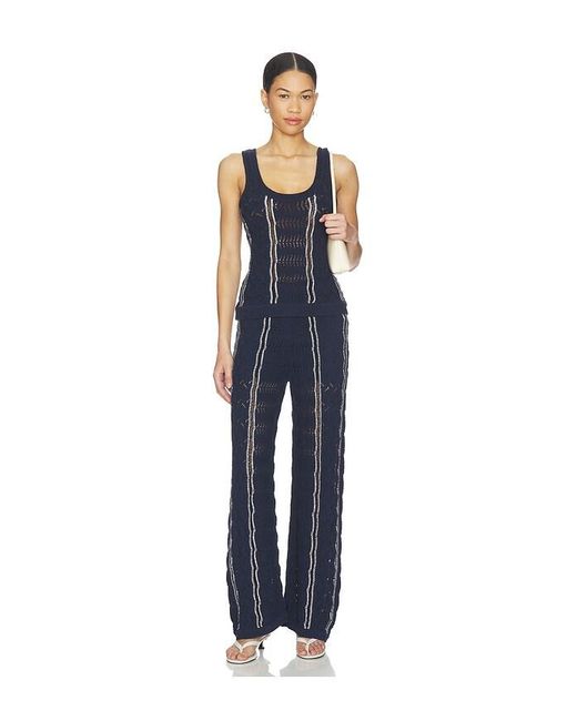 Central Park West Blue Amber Novelty Stitch Sweater Pant