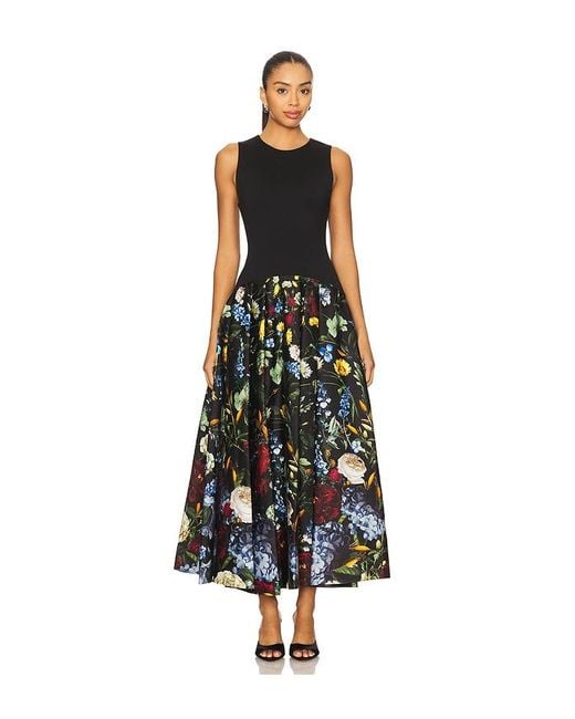 Alice + Olivia White Adley Sleeveless Drop Waist Flare Midi Dress