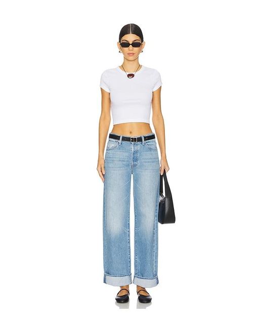 Mother Blue The Dodger Button Hover Cuff Jeans