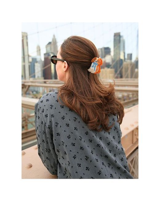 Solar Eclipse Brown Hand-Painted King Charles Claw Hair Clip