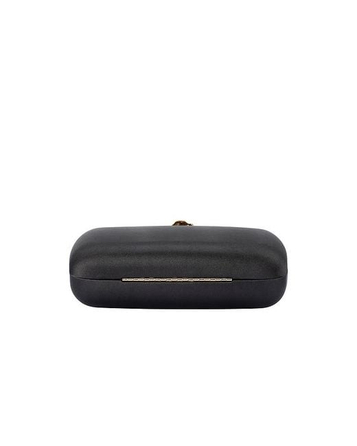 Olga Berg Black Adele Orchid Lock Clutch