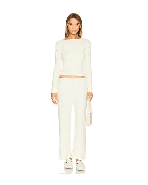 DONNI. White Pointelle Long Sleeve