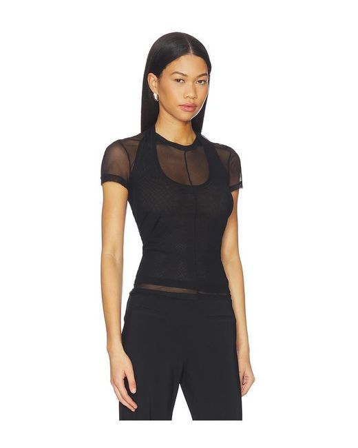 Helmut Lang Black Mesh Layered Top