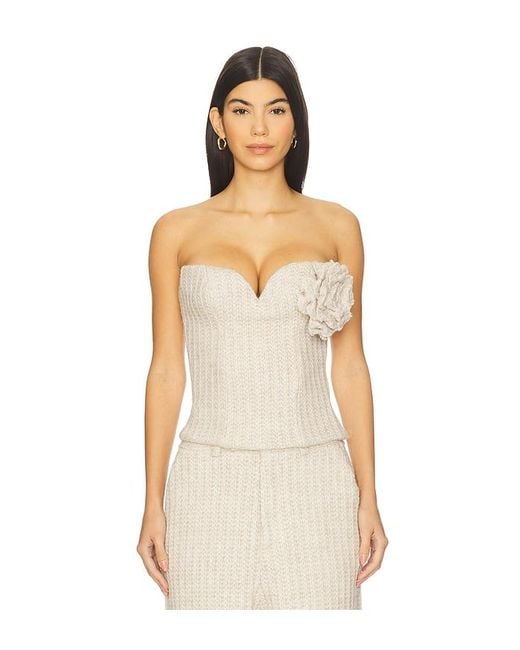 GIUSEPPE DI MORABITO Natural Rosette Strapless Top