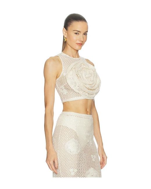 Bronx and Banco White Crochet Mila Crop Top