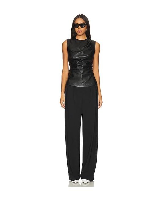 Jonathan Simkhai Black Wynter Faux Leather Draped Top