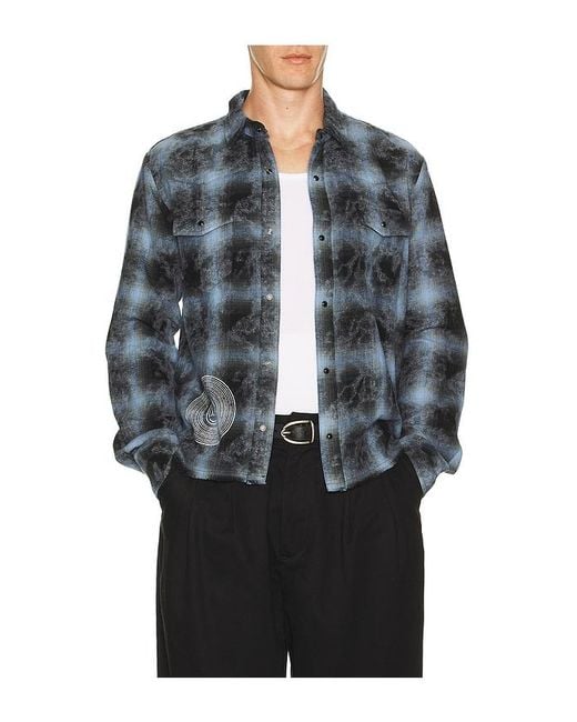 MIDNIGHT RODEO Gray Flannel Shirt for men