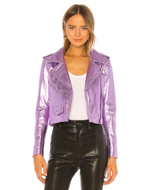 Urban Outfitters Metallic Mercy Crop Jacket in Purple | Lyst