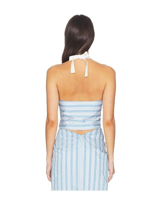 Jonathan Simkhai Blue Caprie Yarn-Dye Halter Top