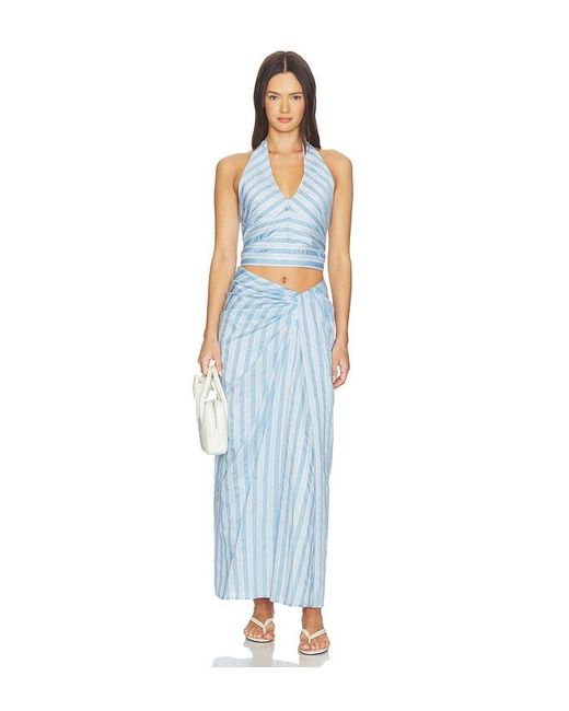 Jonathan Simkhai Blue Liorra Yarn-Dye Draped Skirt
