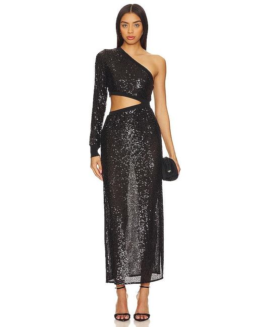 AllSaints Black Daisy Topaz Sequin-embellished Cut-out Stretch-woven Maxi Dres