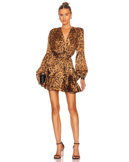Bronx and Banco Synthetic Leo Mini Dress in Brown & Black (Brown) | Lyst