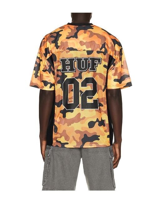 Huf Orange Camo Football Jersey Tee for men