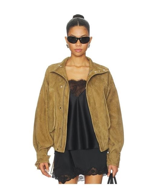 The Attico Natural Suede Bomber Jacket