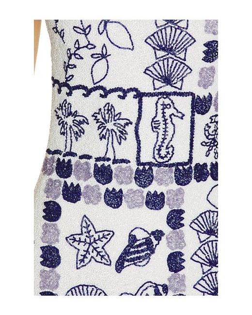 Oceanus Blue Marie Sea Full Beaded Dress