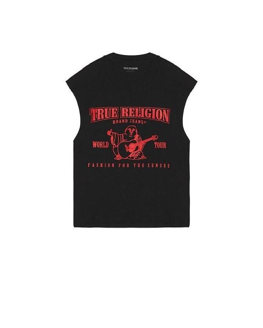 True Religion Red Cut Off Logo Tee for men