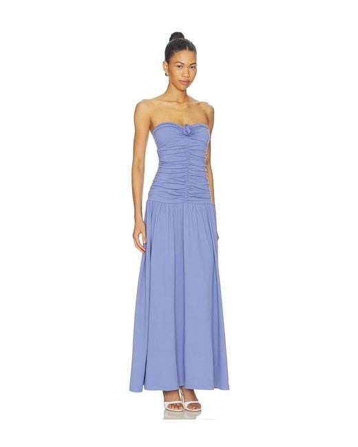 Susana Monaco Blue Center Gathered Flower Tube Dress