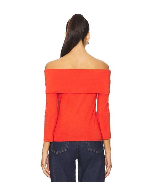 Nation Los Angeles Red Alexi Off The Shoulder T-Shirt