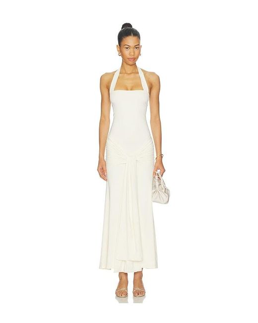 Bardot White Emilia Tie Front Halter Dress