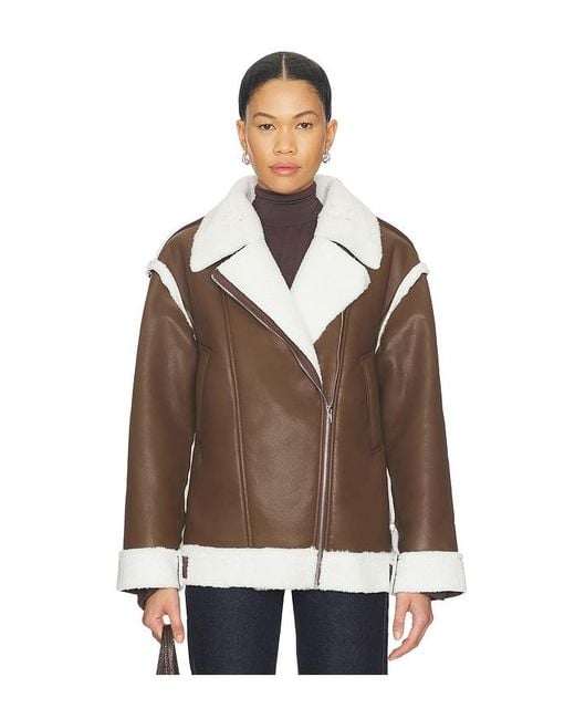SNDY'S Brown London Oversized Biker Jacket