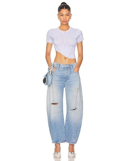 Free People Blue X We The Free Good Luck Mid Rise Barrel Jeans