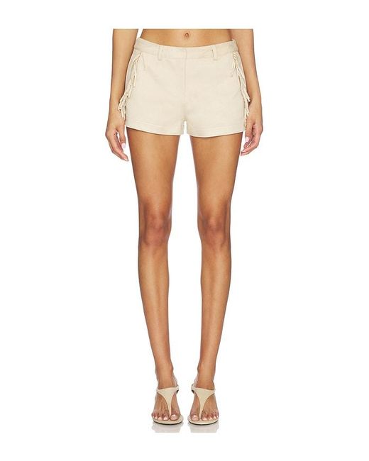 SNDY'S White Wes Faux Suede Fringe Short