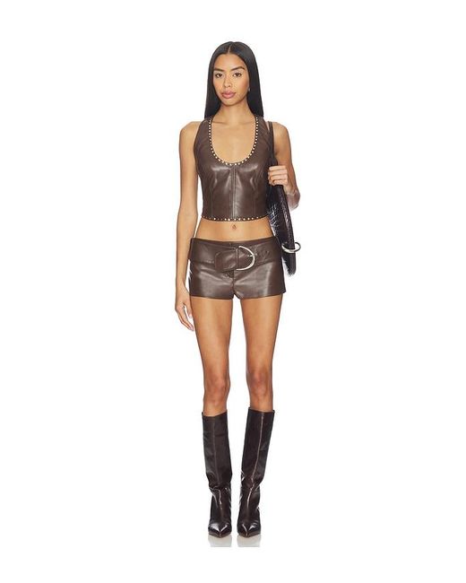 Lamarque Black X Revolve Halima Faux Leather Belted Hot Short