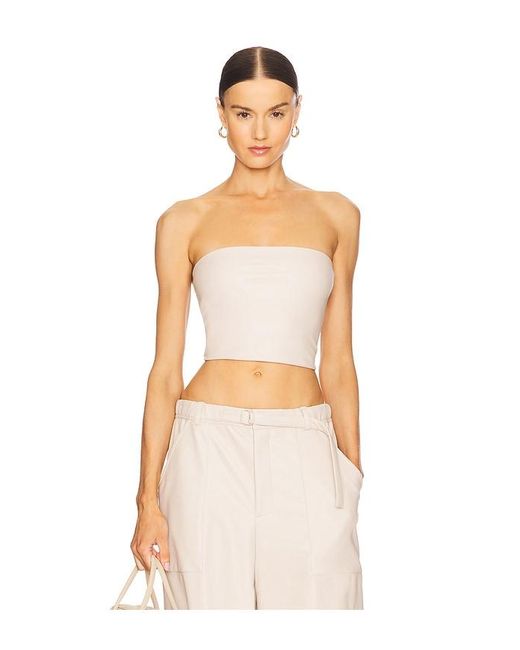 LAPOINTE Multicolor Stretch Faux Leather Tube Top